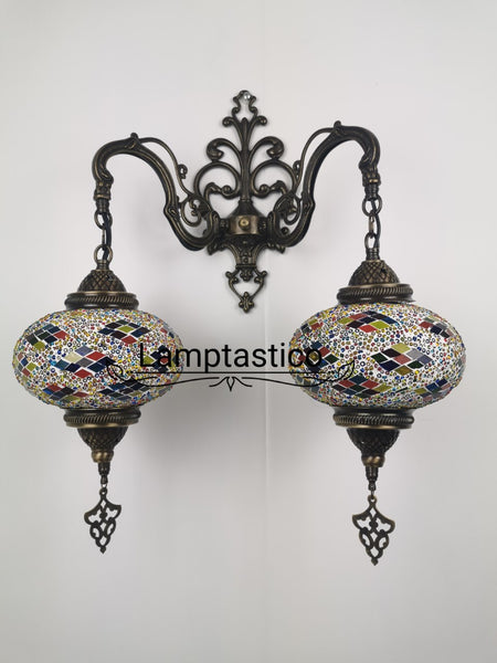 Turkish Moroccan Mosaic Double Wall Light, Wall Sconce
