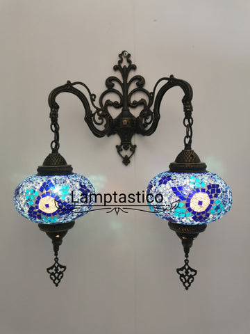 Turkish Moroccan Mosaic Double Wall Light, Wall Sconce