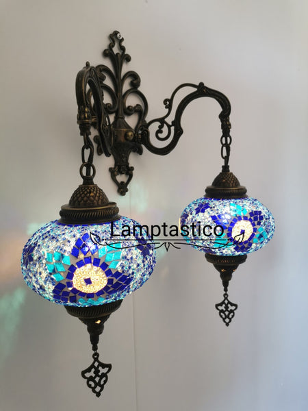Turkish Moroccan Mosaic Double Wall Light, Wall Sconce