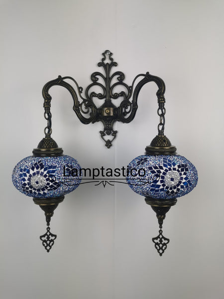 Turkish Moroccan Mosaic Double Wall Light, Wall Sconce