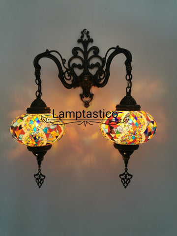 Turkish Moroccan Mosaic Double Wall Light, Wall Sconce