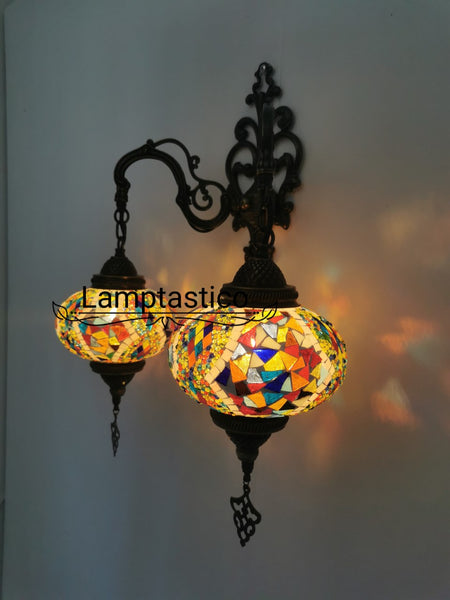 Turkish Moroccan Mosaic Double Wall Light, Wall Sconce
