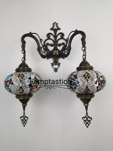 Turkish Moroccan Mosaic Double Wall Light, Wall Sconce
