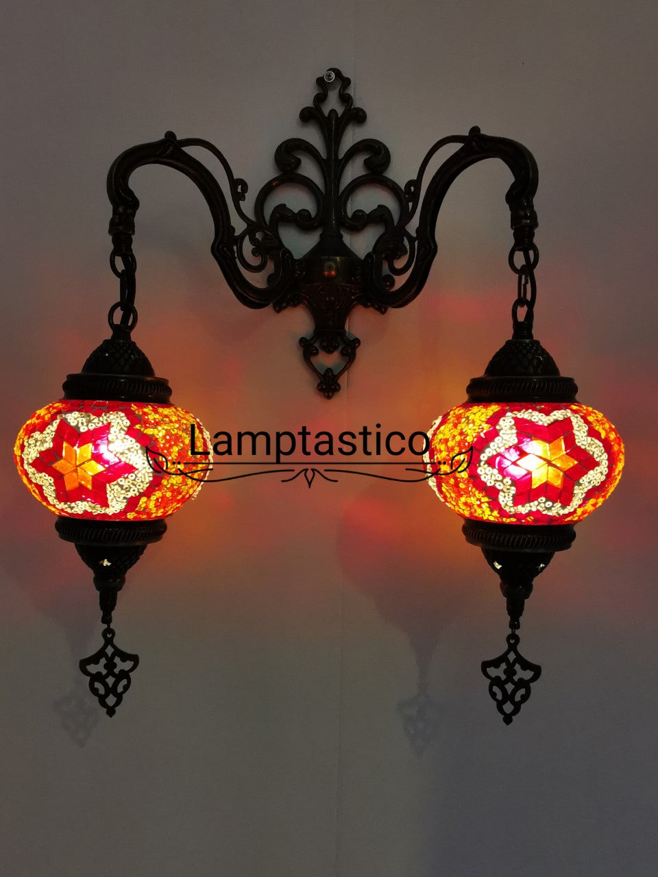 Turkish Moroccan Mosaic Medium Glass Double Wall Light, Wall Sconce