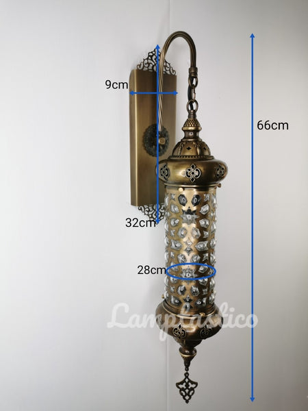 Turkish Moroccan Laser Cut Brass Cylinder Wall Light