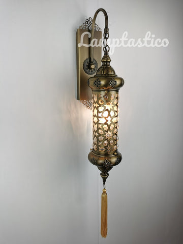 Brass Cylinder Wall Light With Gold Tassel