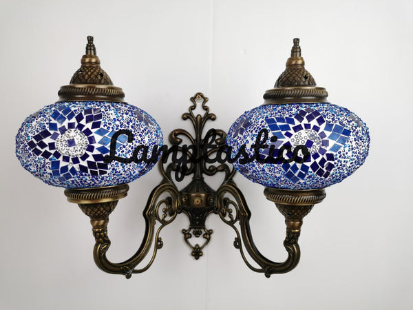 Turkish Moroccan Mosaic Glass Double Wall Light Uplight Large Globe