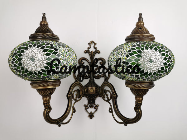 Turkish Moroccan Mosaic Glass Double Wall Light Uplight Large Globe