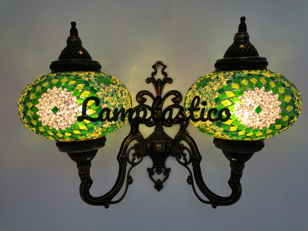 Turkish Moroccan Mosaic Glass Double Wall Light Uplight Large Globe