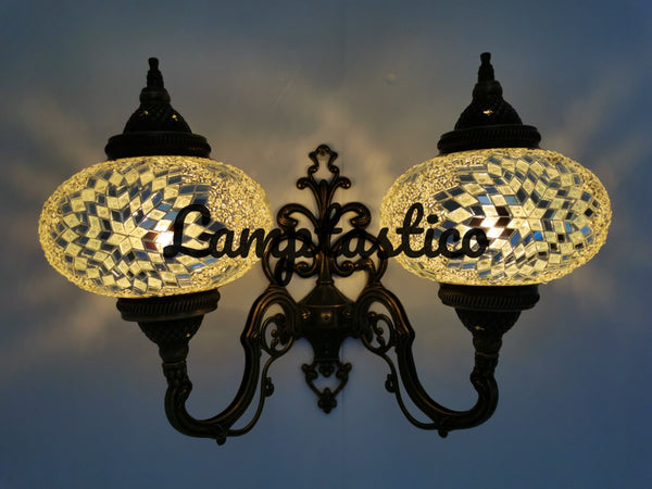 Turkish Moroccan Mosaic Glass Double Wall Light Uplight Large Globe