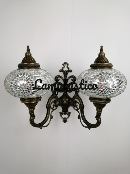 Turkish Moroccan Mosaic Glass Double Wall Light Uplight Large Globe