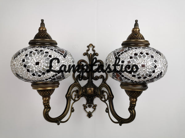 Turkish Moroccan Mosaic Glass Double Wall Light Uplight Large Globe