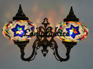 Turkish Moroccan Mosaic Glass Double Wall Light Uplight Large Globe