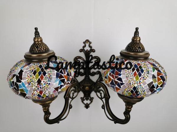 Turkish Moroccan Mosaic Glass Double Wall Light Uplight Large Globe