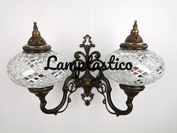 Turkish Moroccan  Mosaic Glass Double Wall Light Uplight Large Globe