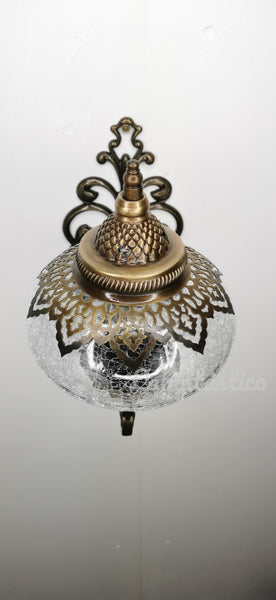 Turkish Crackle Clear Glass Single Wall Light Upright Large Globe