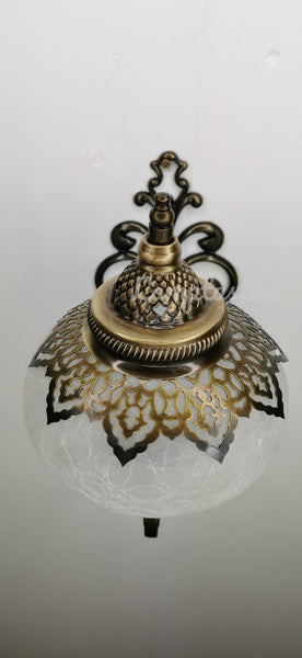 Turkish Crackle White Glass Single Wall Light Uplight Large Globe