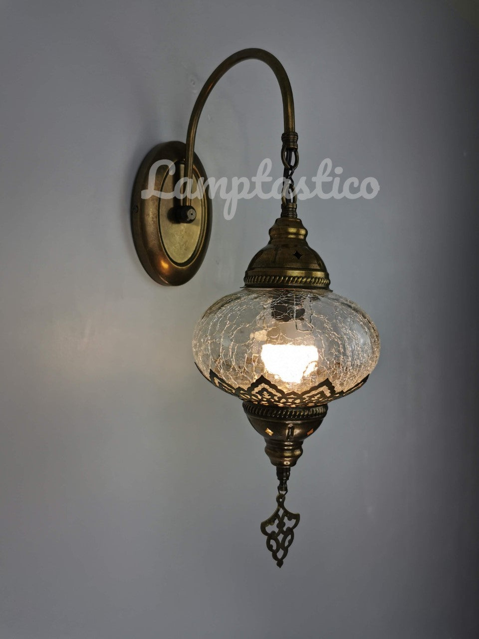 Turkish Crackle Glass Single Round Plain Wall Light Downlight