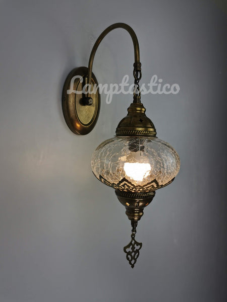 Turkish Crackle Glass Single Round Plain Wall Light Downlight