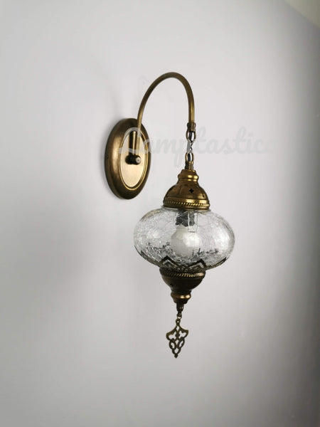 Turkish Crackle Glass Single Round Plain Wall Light Downlight