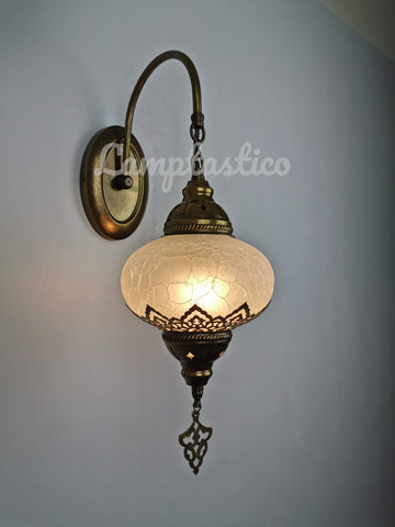 Turkish Crackle Glass Single Round Plain Wall Light Downlight