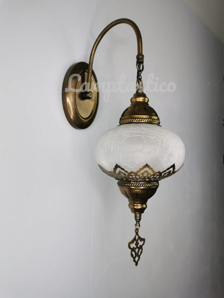 Turkish Crackle Glass Single Round Plain Wall Light Downlight